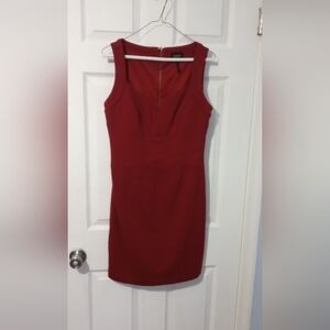 Laundry By Shelli Segal Red Sheath Midi Dress V-Neck
